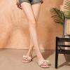 katliu Women’s Bow Flat Sandals Square Open Toe Dressy Slide Sandals Slip On Summer Sandals for Wedding Party(Beige)