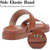 katliu Women’s Comfort Flat Sandals Double Buckle Adjustable Slide Sandals Casual Summer Sandals with Arch Support Brown 9