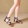katliu Women’s Gladiator Sandals, Strappy Flat Sandals, Dressy Boho Thong Sandals(Black)