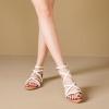 katliu Women’s Gladiator Sandals, Strappy Flat Sandals, Dressy Boho Thong Sandals(White)