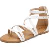 katliu Women’s Gladiator Sandals, Strappy Flat Sandals, Dressy Boho Thong Sandals(White)
