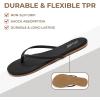 katliu Women’s Memory Foam Flip Flops Sandals, Beach Flat Sandals, Comfortable Cushioned Thong Sandals(Black)