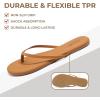 katliu Women’s Memory Foam Flip Flops Sandals, Beach Flat Sandals, Comfortable Cushioned Thong Sandals(Brown)
