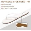 katliu Women’s Memory Foam Flip Flops Sandals, Beach Flat Sandals, Comfortable Cushioned Thong Sandals(White)