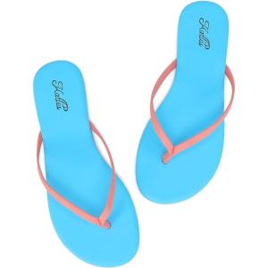 katliu Women’s Memory Foam Flip Flops Sandals, Beach Flat Sandals, Comfortable Cushioned Thong Sandals(Sky Blue)