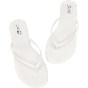 katliu Women’s Memory Foam Flip Flops Sandals, Beach Flat Sandals, Comfortable Cushioned Thong Sandals(White)