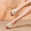 katliu Women’s Flat Sandals, Seashell Starfish Sandals, Boho Embroidery Floral Slide Sandals, Summer Beach Flats(Gold)