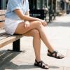 Rihero Women’s Comfortable Orthopedic Arch Support Sandals Summer Casual Open Toe Walking Flat Sandals with Adjustable Strap(Black)