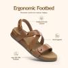 Rihero Women’s Comfortable Orthopedic Arch Support Sandals Summer Casual Open Toe Walking Flat Sandals with Adjustable Strap(Tan)