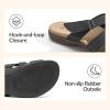 Rihero Women’s Orthopedic Slide Sandals with Arch Support Orthotic Comfortable Adjustable Flat Sandals for Daily Work Walking(Black)