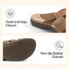 Rihero Women’s Orthopedic Slide Sandals with Arch Support Orthotic Comfortable Adjustable Flat Sandals for Daily Work Walking(Brown)
