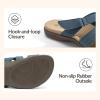 Rihero Women’s Orthopedic Slide Sandals with Arch Support Orthotic Comfortable Adjustable Flat Sandals for Daily Work Walking(Navy)