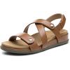 Rihero Women’s Comfortable Orthopedic Arch Support Sandals Summer Casual Open Toe Walking Flat Sandals with Adjustable Strap(Tan)