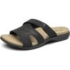 Rihero Women’s Orthopedic Slide Sandals with Arch Support Orthotic Comfortable Adjustable Flat Sandals for Daily Work Walking(Black)
