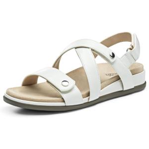 Rihero Women’s Comfortable Orthopedic Arch Support Sandals Summer Casual Open Toe Walking Flat Sandals with Adjustable Strap(White)