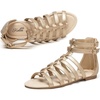 katliu Women’s Gladiator Sandal Strappy Flat Sandals Two Ankle Buckle(Gold)